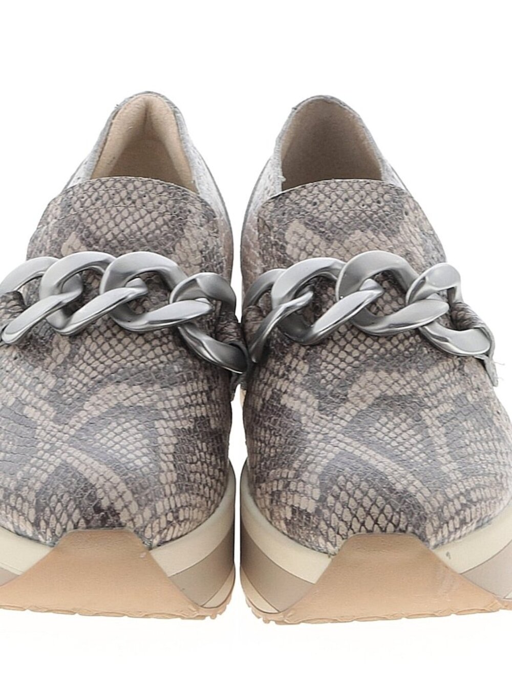 Dolce Vita Gray & Tan Reptile Print Slipon Platforms w/Silver Chain Size 9.5M - Picture 4 of 5